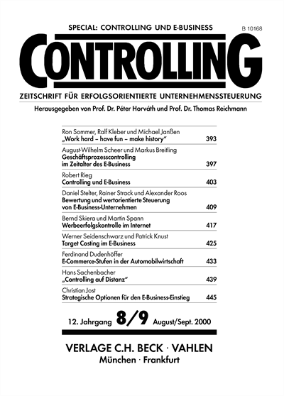 Cover of Volume: Controlling Volume 12 (2000), Edition 8-9