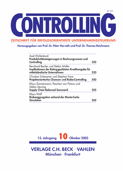 Cover der Ausgabe: Controlling Jahrgang 15 (2003), Heft 10