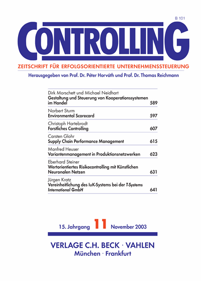 Cover of Volume: Controlling Volume 15 (2003), Edition 11