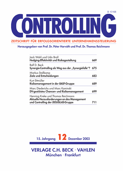 Cover of Volume: Controlling Volume 15 (2003), Edition 12