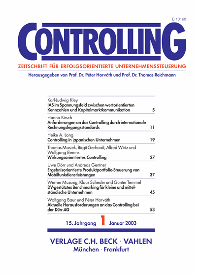 Cover of Volume: Controlling Volume 15 (2003), Edition 1