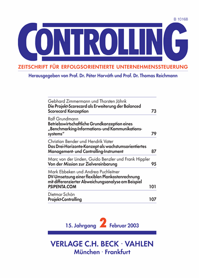 Cover der Ausgabe: Controlling Jahrgang 15 (2003), Heft 2
