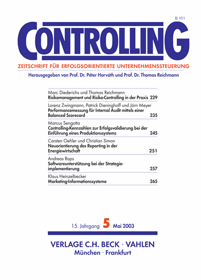 Cover of Volume: Controlling Volume 15 (2003), Edition 5