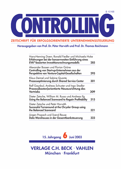 Cover of Volume: Controlling Volume 15 (2003), Edition 6