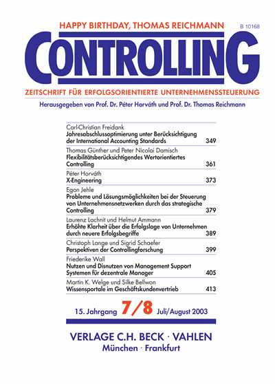 Cover of Volume: Controlling Volume 15 (2003), Edition 7-8