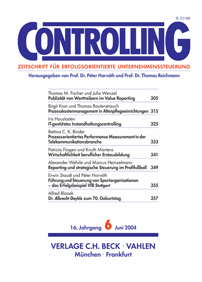 Cover of Volume: Controlling Volume 16 (2004), Edition 6
