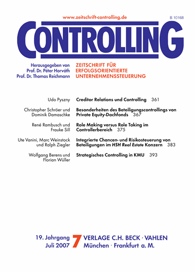Cover of Volume: Controlling Volume 19 (2007), Edition 7
