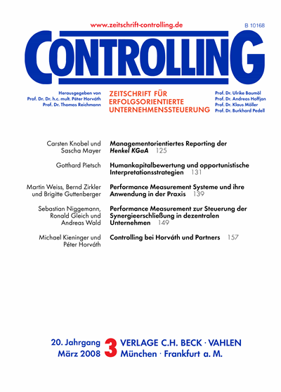 Cover der Ausgabe: Controlling Jahrgang 20 (2008), Heft 3