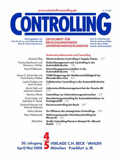 Cover der Ausgabe: Controlling Jahrgang 20 (2008), Heft 4-5