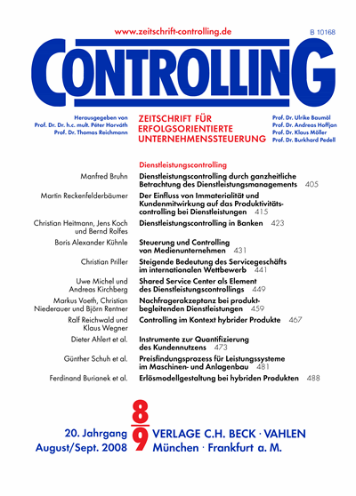 Cover der Ausgabe: Controlling Jahrgang 20 (2008), Heft 8-9