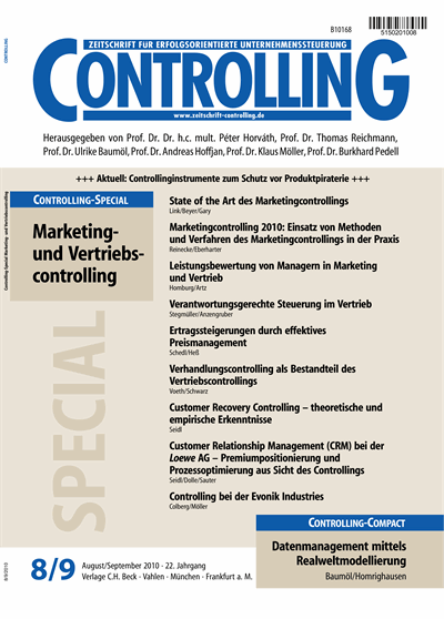 Cover der Ausgabe: Controlling Jahrgang 22 (2010), Heft 8-9