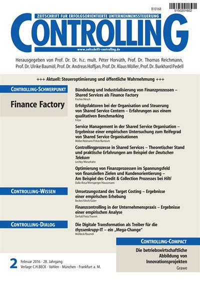 Cover der Ausgabe: Controlling Jahrgang 28 (2016), Heft 2