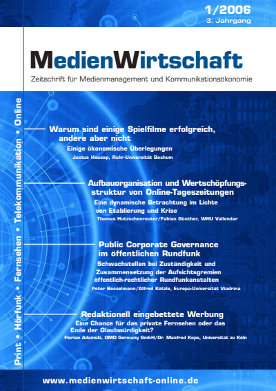 Cover of Volume: MedienWirtschaft Volume 3 (2006), Edition 1