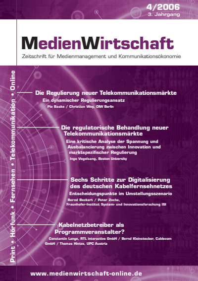 Cover of Volume: MedienWirtschaft Volume 3 (2006), Edition 4