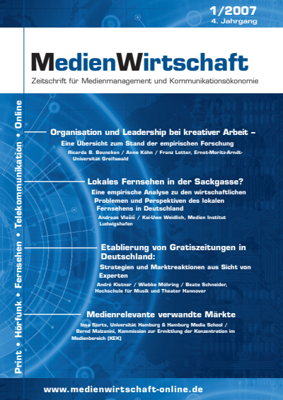 Cover der Ausgabe: MedienWirtschaft Jahrgang 4 (2007), Heft 1