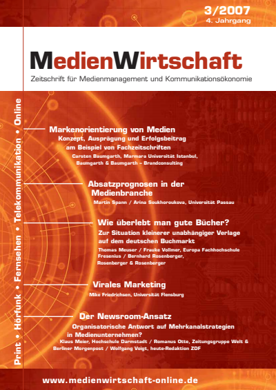 Cover der Ausgabe: MedienWirtschaft Jahrgang 4 (2007), Heft 3