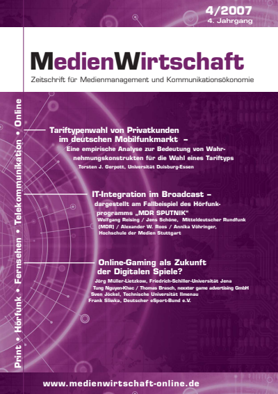 Cover der Ausgabe: MedienWirtschaft Jahrgang 4 (2007), Heft 4