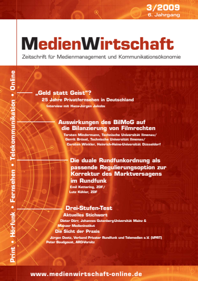 Cover der Ausgabe: MedienWirtschaft Jahrgang 6 (2009), Heft 3