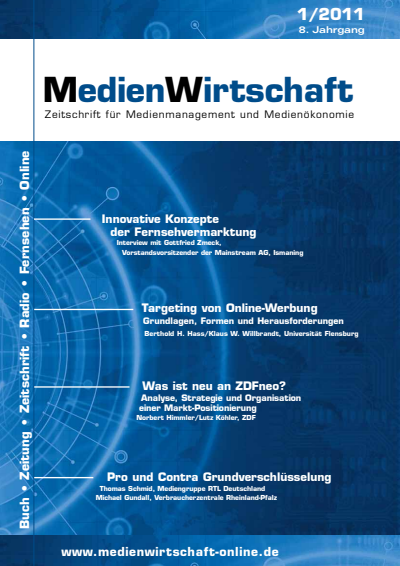 Cover der Ausgabe: MedienWirtschaft Jahrgang 8 (2011), Heft 1