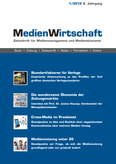 Cover der Ausgabe: MedienWirtschaft Jahrgang 9 (2012), Heft 1