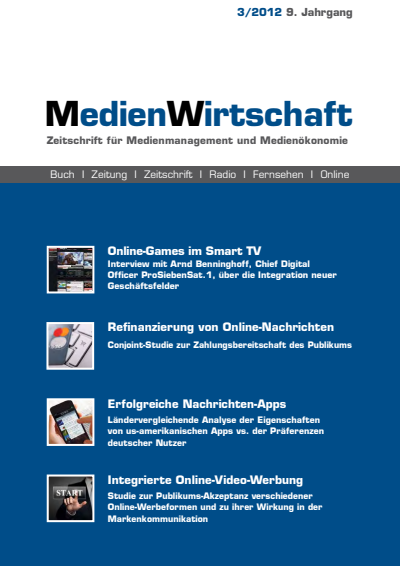 Cover der Ausgabe: MedienWirtschaft Jahrgang 9 (2012), Heft 3