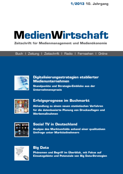 Cover der Ausgabe: MedienWirtschaft Jahrgang 10 (2013), Heft 1