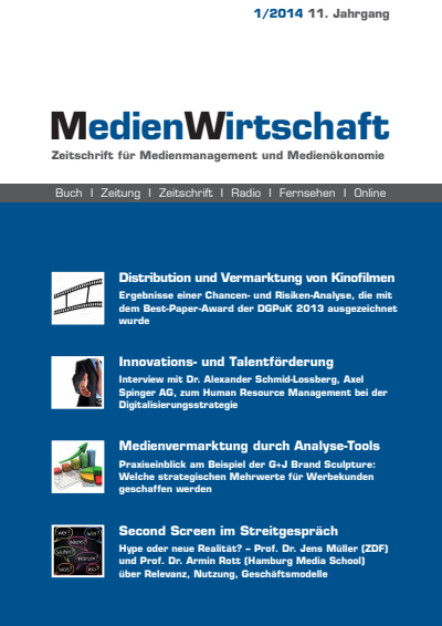 Cover der Ausgabe: MedienWirtschaft Jahrgang 11 (2014), Heft 1