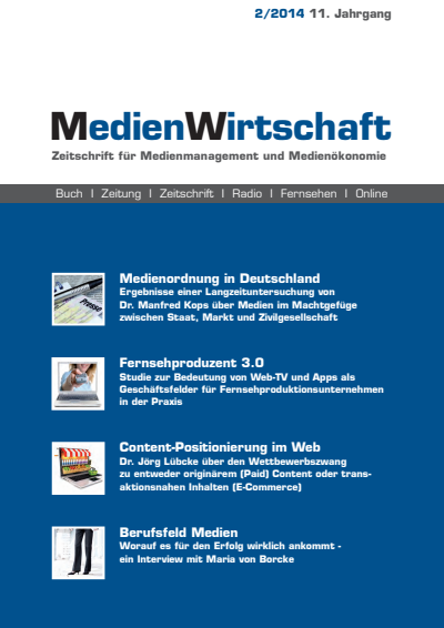 Cover der Ausgabe: MedienWirtschaft Jahrgang 11 (2014), Heft 2