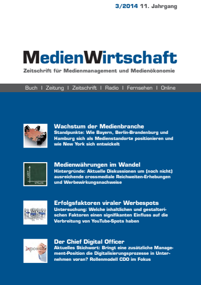 Cover der Ausgabe: MedienWirtschaft Jahrgang 11 (2014), Heft 3