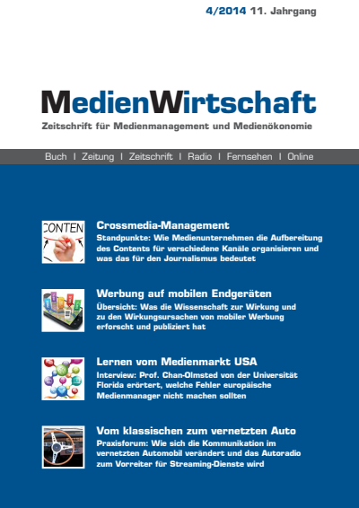 Cover der Ausgabe: MedienWirtschaft Jahrgang 11 (2014), Heft 4