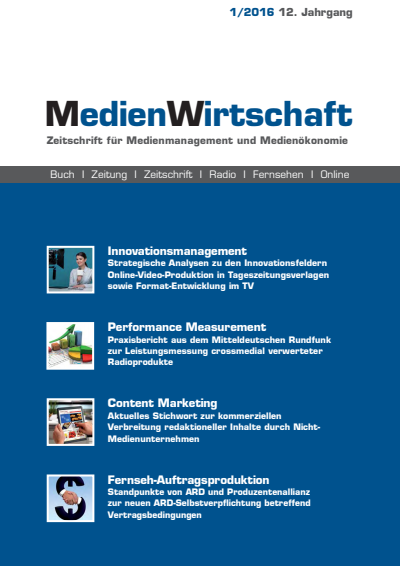 Cover der Ausgabe: MedienWirtschaft Jahrgang 13 (2016), Heft 1