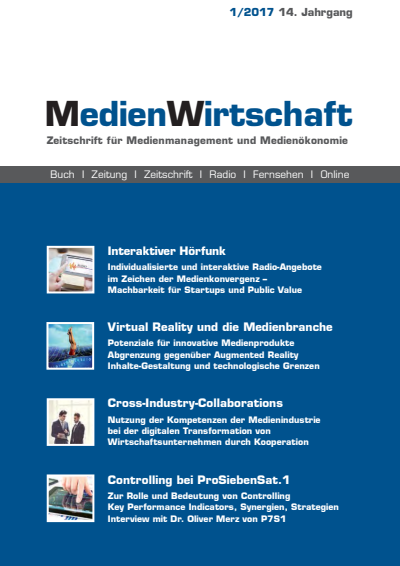 Cover der Ausgabe: MedienWirtschaft Jahrgang 14 (2017), Heft 1