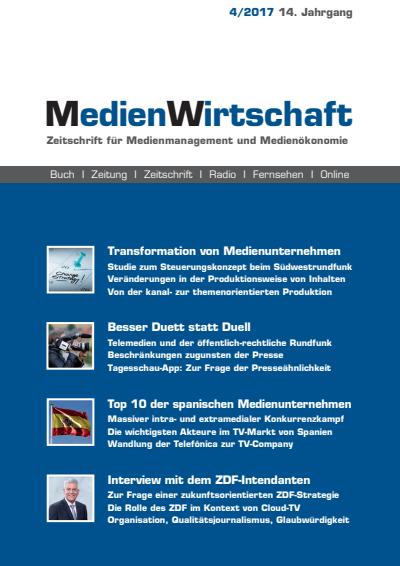 Cover der Ausgabe: MedienWirtschaft Jahrgang 14 (2017), Heft 4
