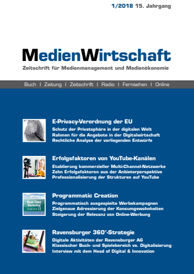 Cover der Ausgabe: MedienWirtschaft Jahrgang 15 (2018), Heft 1