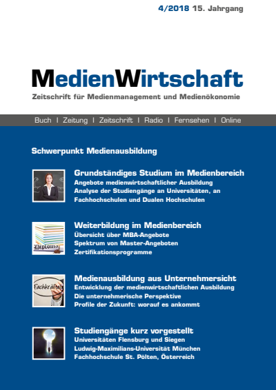 Cover of Volume: MedienWirtschaft Volume 15 (2018), Edition 4