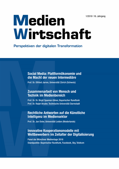 Cover of Volume: MedienWirtschaft Volume 16 (2019), Edition 1