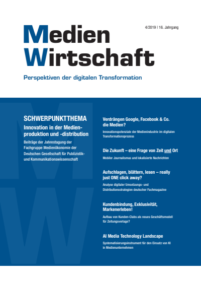 Cover of Volume: MedienWirtschaft Volume 16 (2019), Edition 4