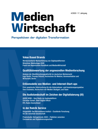 Cover of Volume: MedienWirtschaft Volume 17 (2020), Edition 4