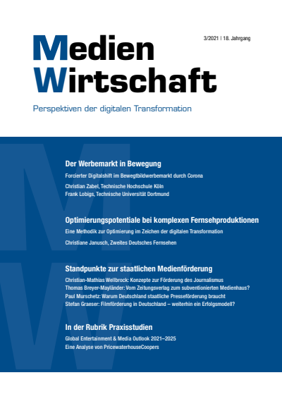 Cover of Volume: MedienWirtschaft Volume 18 (2021), Edition 3