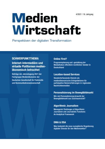 Cover of Volume: MedienWirtschaft Volume 18 (2021), Edition 4