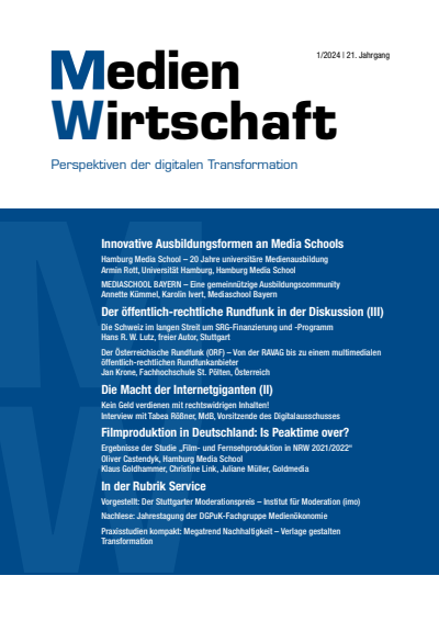 Cover of Volume: MedienWirtschaft Volume 21 (2024), Edition 1