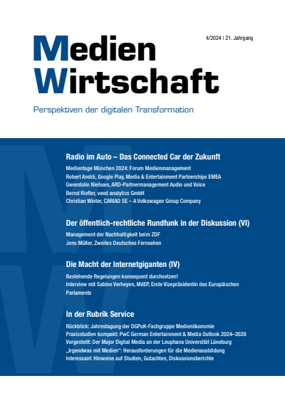 Cover of Volume: MedienWirtschaft Volume 21 (2024), Edition 4
