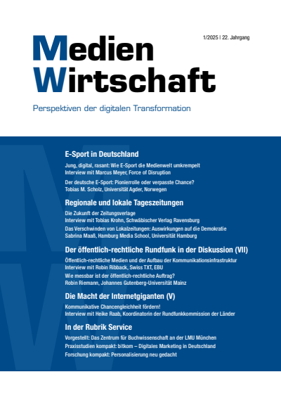 Cover of Volume: MedienWirtschaft Volume 22 (2025), Edition 1