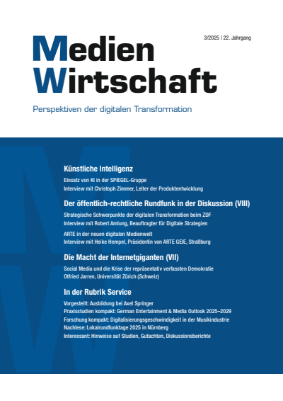 Cover of Volume: MedienWirtschaft Volume 22 (2025), Edition 3