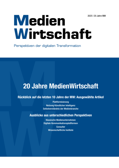 Cover of Volume: MedienWirtschaft Volume 22 (2025), Edition Sonderheft