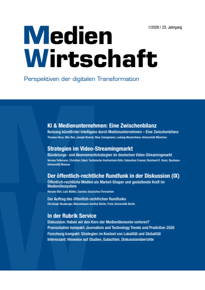 Cover of Volume: MedienWirtschaft Volume 23 (2026), Issue 1