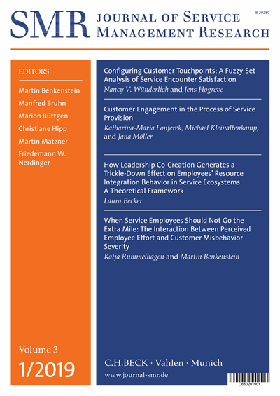 Cover of Volume: SMR - Journal of Service Management Research Volume 3 (2019), Edition 1
