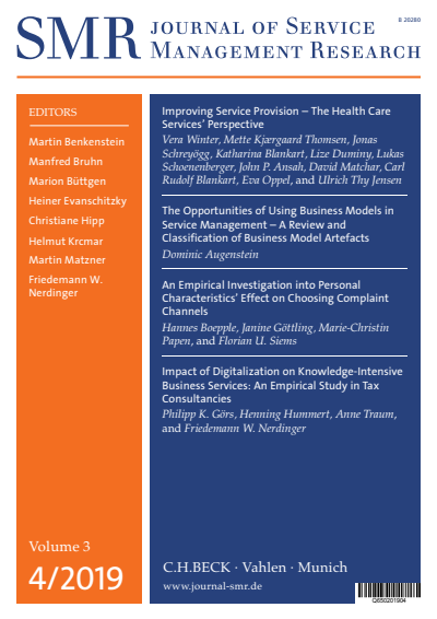 Cover of Volume: SMR - Journal of Service Management Research Volume 3 (2019), Edition 4