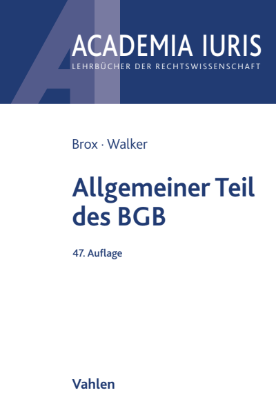 Cover des Buchs: Allgemeiner Teil des BGB