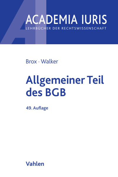 Cover des Buchs: Allgemeiner Teil des BGB